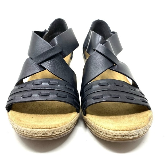 Rieker 62469-01 Fanni 69 Black Leather Wedge Sandal - Picture 2 of 8